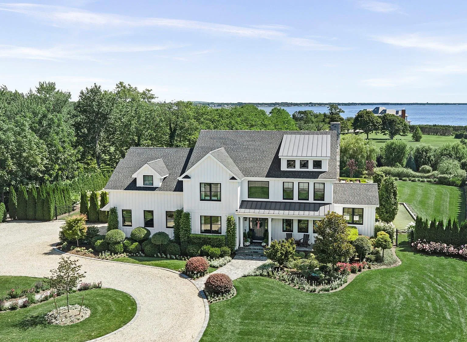 Luxury Hamptons home with landscaped grounds